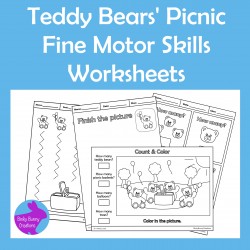 Teddy Bears' Picnic Fine Motor Skills Cut Paste Count Draw Worksheets